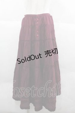 画像1: PINK HOUSE / 裾ピンタック&ミニリボンスカート  ボルドー I-25-12-02-074-LO-SK-SA-ZI