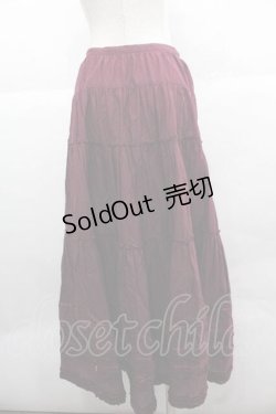 画像2: PINK HOUSE / 裾ピンタック&ミニリボンスカート  ボルドー I-25-12-02-074-LO-SK-SA-ZI