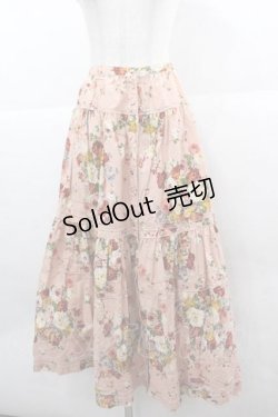画像1: PINK HOUSE / フラワーブーケ柄前開きスカート  ピンク I-25-12-02-075-LO-SK-SA-ZI