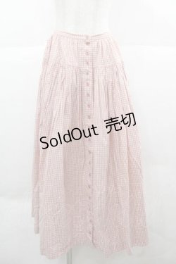 画像1: PINK HOUSE / ギンガムチェック前開きスカート  ピンク I-25-12-02-076-LO-SK-SA-ZI