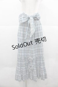PINK HOUSE / マドラスチェックサッシュベルト付前開きスカート  ブルー I-25-12-02-084-LO-SK-SA-ZI