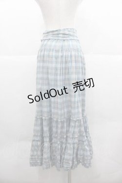 画像2: PINK HOUSE / マドラスチェックサッシュベルト付前開きスカート  ブルー I-25-12-02-084-LO-SK-SA-ZI