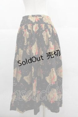 画像2: WONDERFUL WORLD / テディベア柄前開きスカート  ブラック I-25-12-02-087-LO-SK-SA-ZI