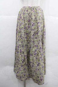 PINK HOUSE / すみれ柄スカート  グリーンＸ白Ｘ紫 I-25-12-02-090-LO-SK-SA-ZI