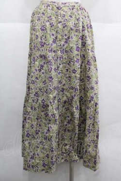 画像2: PINK HOUSE / すみれ柄スカート  グリーンＸ白Ｘ紫 I-25-12-02-090-LO-SK-SA-ZI