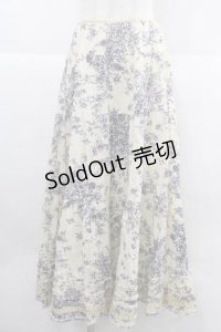 PINK HOUSE / 花柄裾フリルスカート  キナリ×ブルー I-25-12-02-091-LO-SK-SA-ZI