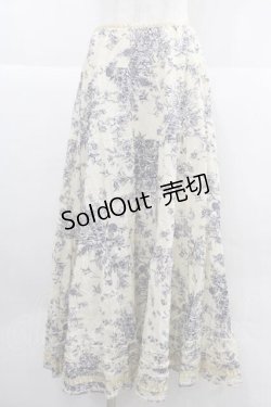 画像1: PINK HOUSE / 花柄裾フリルスカート  キナリ×ブルー I-25-12-02-091-LO-SK-SA-ZI