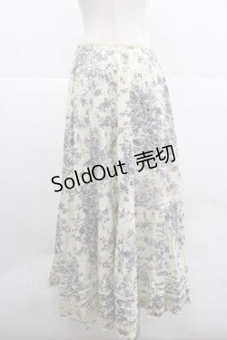 画像2: PINK HOUSE / 花柄裾フリルスカート  キナリ×ブルー I-25-12-02-091-LO-SK-SA-ZI