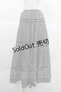 PINK HOUSE / 水玉ピンタックレーススカート  ブラック×ホワイト I-25-12-02-093-LO-SK-SA-ZI