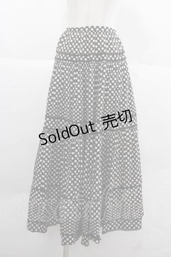 画像1: PINK HOUSE / 水玉ピンタックレーススカート  ブラック×ホワイト I-25-12-02-093-LO-SK-SA-ZI