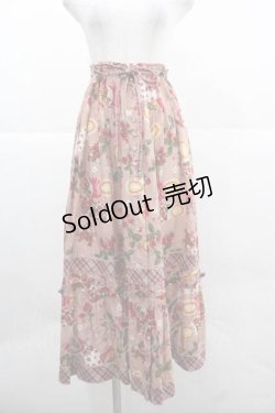 画像1: PINK HOUSE / スカーレットキャンドルプリントスカート  赤 I-25-12-02-095-LO-SK-SA-ZI