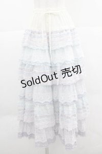 PINK HOUSE / あじさいグラデーションフリルスカート  白Ｘブルー I-25-12-02-096-LO-SK-SA-ZI