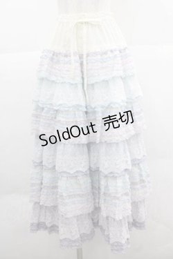 画像1: PINK HOUSE / あじさいグラデーションフリルスカート  白Ｘブルー I-25-12-02-096-LO-SK-SA-ZI