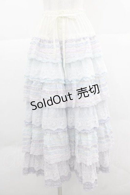 画像1: PINK HOUSE / あじさいグラデーションフリルスカート  白Ｘブルー I-25-12-02-096-LO-SK-SA-ZI (1)