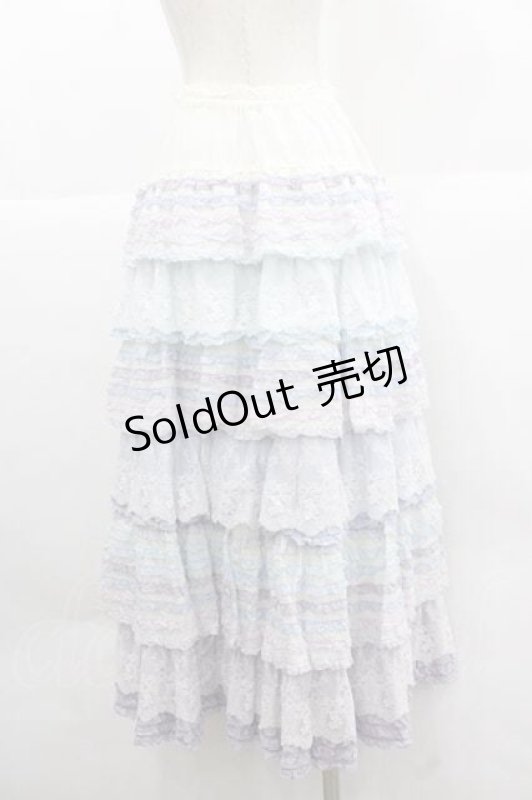 画像2: PINK HOUSE / あじさいグラデーションフリルスカート  白Ｘブルー I-25-12-02-096-LO-SK-SA-ZI (2)