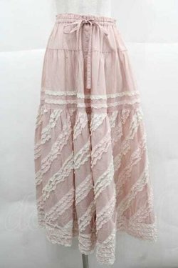 画像1: PINK HOUSE / 配色フリルローンスカート  ピンク I-25-12-02-101-LO-SK-SA-ZI