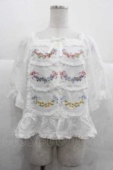 PINK HOUSE / le langage des fleurs 刺繍入りブラウス  白 I-25-12-02-013-LO-BL-SA-ZI