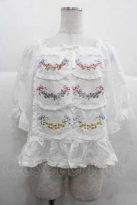 PINK HOUSE / le langage des fleurs 刺繍入りブラウス  白 I-25-12-02-013-LO-BL-SA-ZI
