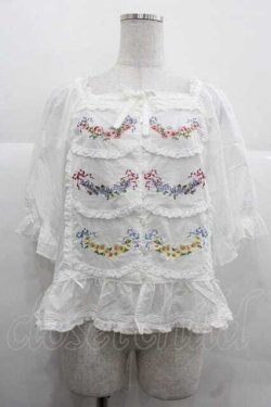 画像1: PINK HOUSE / le langage des fleurs 刺繍入りブラウス  白 I-25-12-02-013-LO-BL-SA-ZI