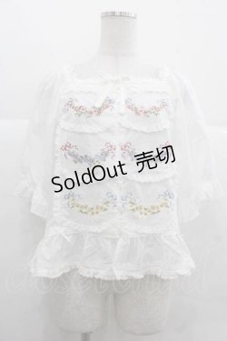 画像1: PINK HOUSE / le langage des fleurs 刺繍入りブラウス  白 I-25-12-02-013-LO-BL-SA-ZT198