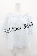PINK HOUSE / フリルリボン半袖ブラウス  サックス I-25-12-02-014-LO-BL-SA-ZT223