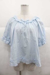 PINK HOUSE / フリルリボン半袖ブラウス  サックス I-25-12-02-014-LO-BL-SA-ZI
