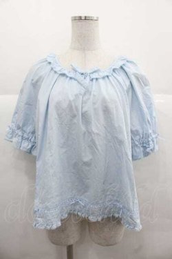 画像1: PINK HOUSE / フリルリボン半袖ブラウス  サックス I-25-12-02-014-LO-BL-SA-ZI