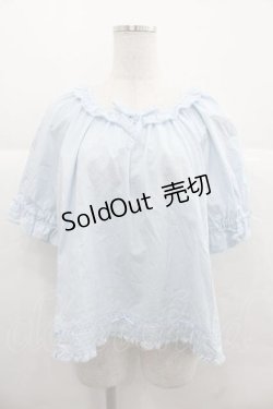 画像1: PINK HOUSE / フリルリボン半袖ブラウス  サックス I-25-12-02-014-LO-BL-SA-ZT223