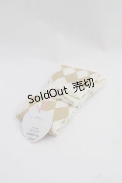 画像2: BABY,THE STARS SHINE BRIGHT / BABYダイヤ柄ラメオーバーニーソックス  生成りXゴールド I-25-12-02-125-BA-AC-SA-ZI