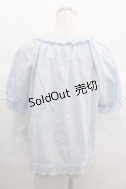 画像2: PINK HOUSE / フリルリボン半袖ブラウス  サックス I-25-12-02-014-LO-BL-SA-ZT223