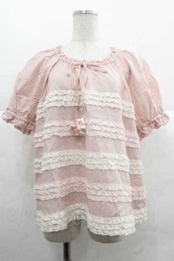 画像1: PINK HOUSE / 配色フリルローンブラウス  ピンク I-25-12-02-002-LO-BL-SA-ZI