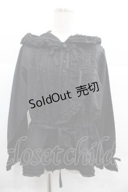 画像1: PINK HOUSE / フード付きローンオーバーブラウス  黒 I-25-12-02-015-LO-BL-SA-ZI