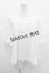 PINK HOUSE / フリル襟付きローンブラウス  白 I-25-12-02-016-LO-BL-SA-ZI