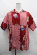 PINK HOUSE / キューピー柄パッチワークシャツ  レッド I-25-12-02-017-LO-BL-SA-ZI