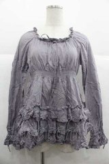 PINK HOUSE / 裾フリル長袖ブラウス  ラベンダー I-25-12-02-021-LO-BL-SA-ZI