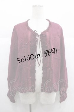 画像1: PINK HOUSE / ミニリボンボレロブラウス  ボルドー I-25-12-02-022-LO-BL-SA-ZI