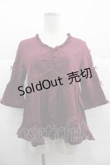PINK HOUSE / 袖ミニリボンVネックチュニックシャツ  ボルドー I-25-12-02-023-LO-BL-SA-ZI