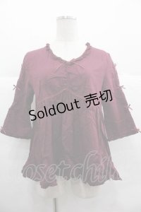 PINK HOUSE / 袖ミニリボンVネックチュニックシャツ  ボルドー I-25-12-02-023-LO-BL-SA-ZI
