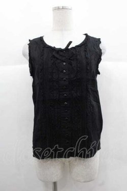 画像1: PINK HOUSE / フリルダブルリボンノースリーブブラウス  ブラック I-25-12-02-024-LO-BL-SA-ZI