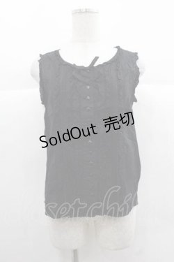 画像1: PINK HOUSE / フリルダブルリボンノースリーブブラウス  ブラック I-25-12-02-024-LO-BL-SA-ZI