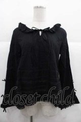 PINK HOUSE / レースストライプ長袖ブラウス  ブラック I-25-12-02-025-LO-BL-SA-ZI