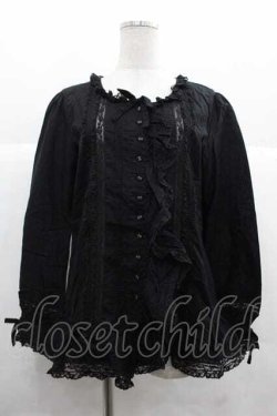 画像1: PINK HOUSE / レースフリルブラウス  ブラック I-25-12-02-026-LO-BL-SA-ZI