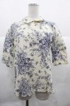 画像1: PINK HOUSE / 丸襟チャイナボタン花柄ブラウス  キナリ×ブルー I-25-12-02-027-LO-BL-SA-ZT221 (1)