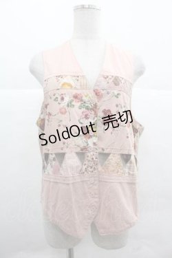 画像1: PINK HOUSE / ブーケ柄三角パッチワークベスト  ピンク I-25-12-02-032-LO-TO-SA-ZI