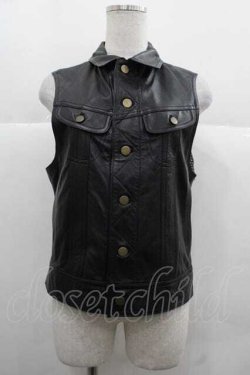 画像1: PINK HOUSE / ラムレザーベスト  黒 I-25-12-02-033-LO-JA-SA-ZI