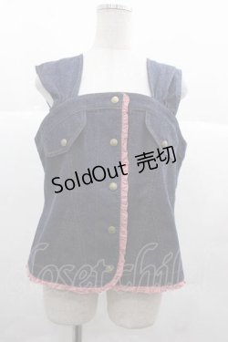 画像1: PINK HOUSE / ギンガムチェック使いデニムベスト  紺デニム I-25-12-02-035-LO-TO-SA-ZI