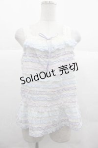 PINK HOUSE / あじさいグラデーションフリルキャミソールブラウス  白Ｘブルー I-25-12-02-036-LO-BL-SA-ZI