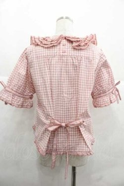 画像2: PINK HOUSE / ギンガムチェックパッチワークフリルブラウス  ピンク I-25-12-02-004-LO-BL-SA-ZI