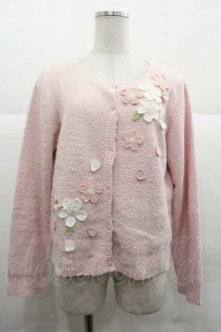 画像1: PINK HOUSE / 桜モチーフ使いニットカーディガン  ピンク I-25-12-02-037-LO-TO-SA-ZI