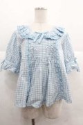 PINK HOUSE / ギンガムチェックパッチワークフリルブラウス  サックス I-25-12-02-005-LO-BL-SA-ZI